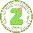 cactus number birthday sticker personalized with name