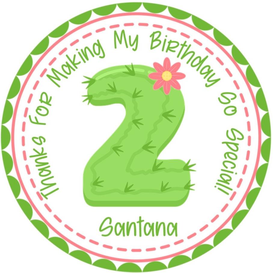 cactus number birthday sticker personalized with name