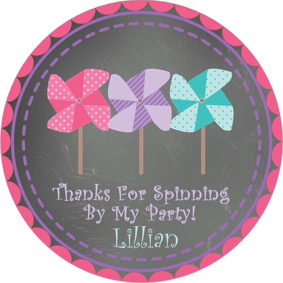 chalkboard pastel pinwheel personalized sticker
