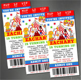 circus party invitation featuring big top tent artwork
