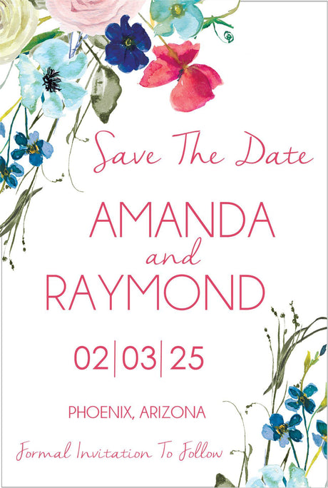 colorful botanical wedding save the dates elegant floral theme