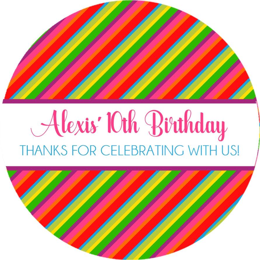 colorful diagonal rainbow party label