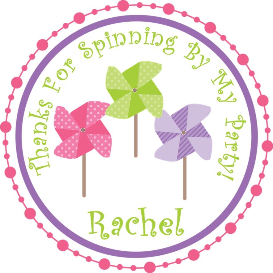 colorful pinwheel birthday favor sticker