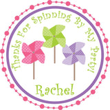 colorful pinwheel birthday favor sticker