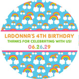 colorful rainbow sky party label