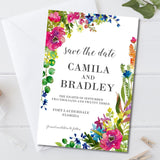 colorful wildflower save the date cards watercolor botanical design