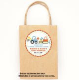 construction theme baby shower sticker for favor bags