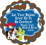 cowboy baby shower sticker design