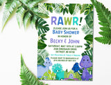 cute dinosaur baby shower invitations green leaf theme