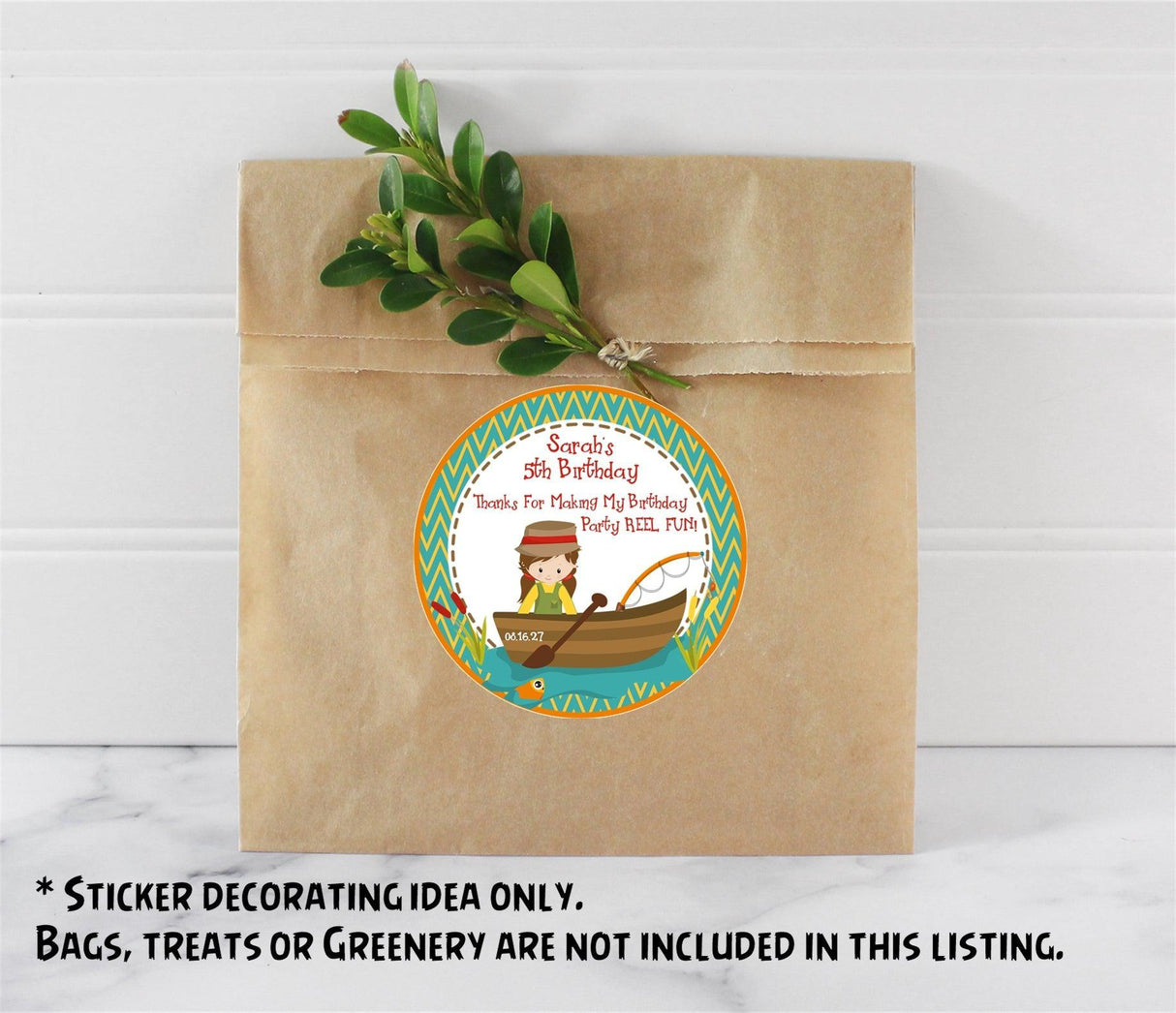 cute fisher girl REEL fun birthday sticker