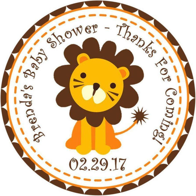 cute lion baby shower favor label