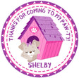 cute pink purple dog themed birthday sticker