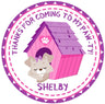 cute pink purple dog themed birthday sticker