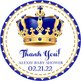 dark blue and gold royal crown baby shower sticker