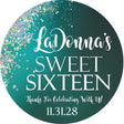 dark teal confetti sweet sixteen birthday sticker