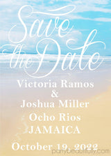 destination wedding save the dates tropical beach theme