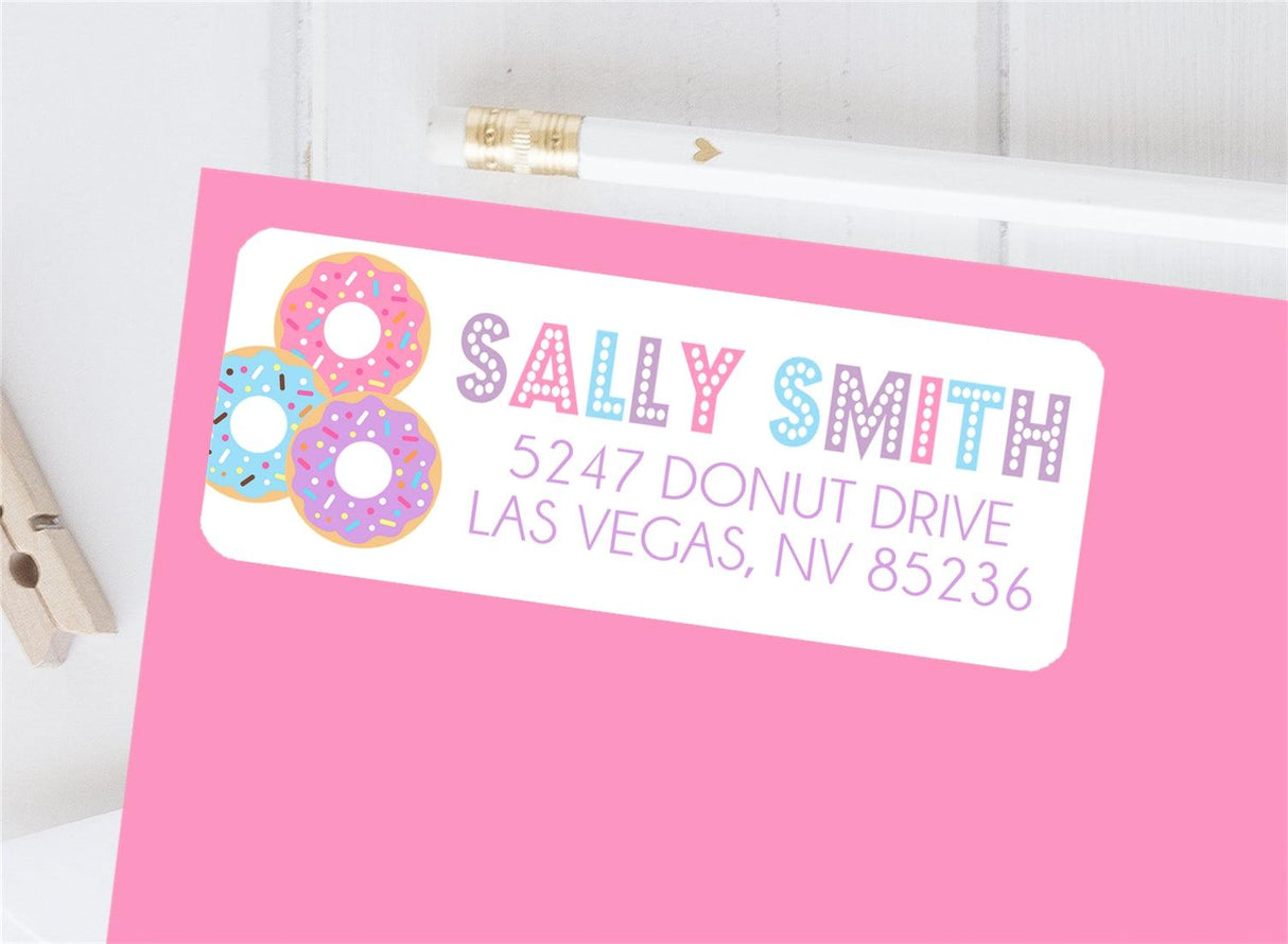 donut sprinkle address label on envelope