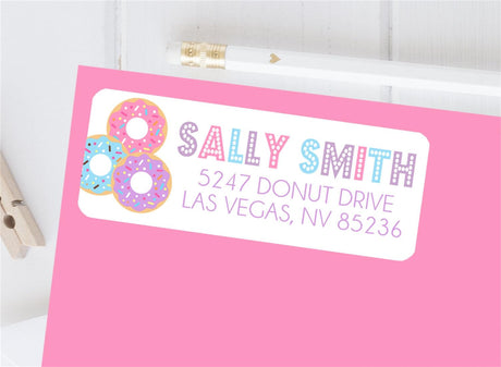 donut sprinkle address label on envelope