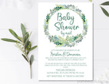 eucalyptus wreath baby shower by mail invitation cards rustic botanical style