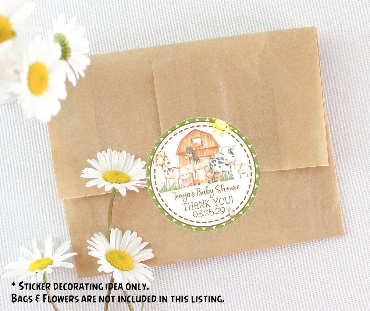 farm animal baby shower favor labels for barn theme