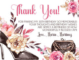 fashion birthday thank you cards glamorous high heel design