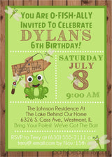 fishing birthday party invitations rustic lake design