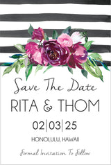 floral wedding save the dates elegant burgundy botanical theme