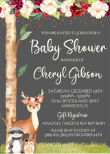 forest animals invitation cards boho floral woodland style