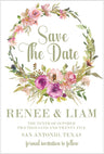 garden wedding save the dates elegant floral wreath theme