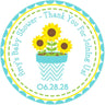 gender neutral baby shower sticker with teal and yellow flowers