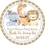 gender neutral boho jungle animal baby shower stickers