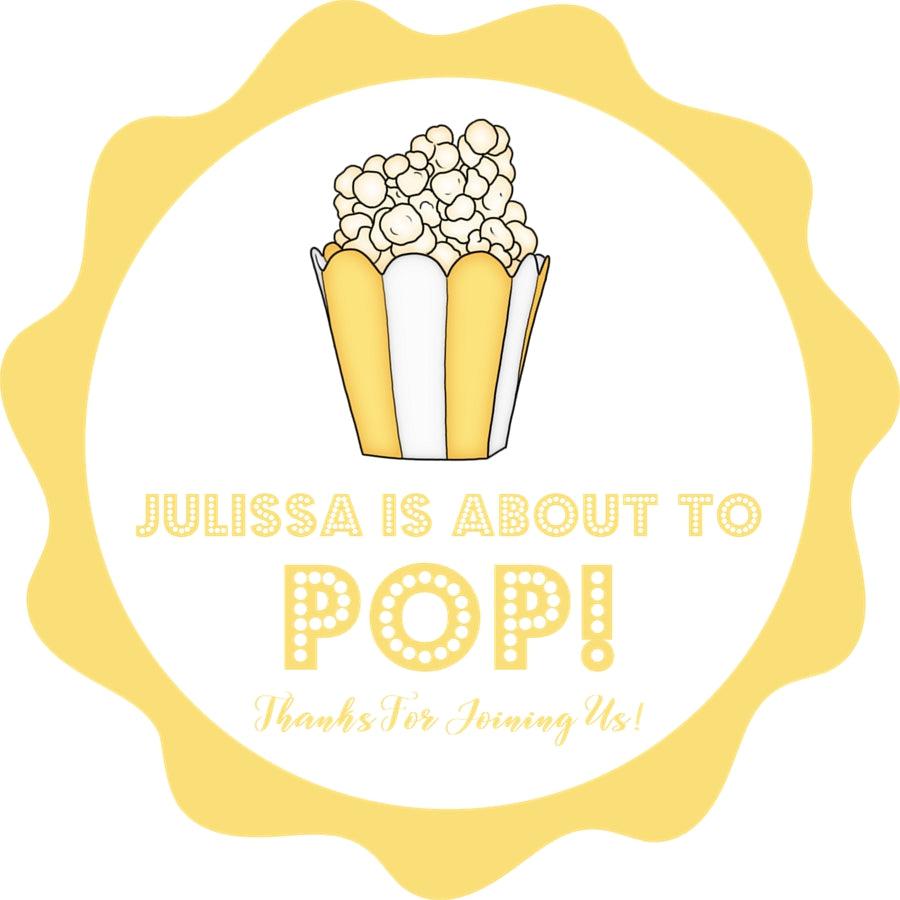 gender neutral popcorn favor label in yellow