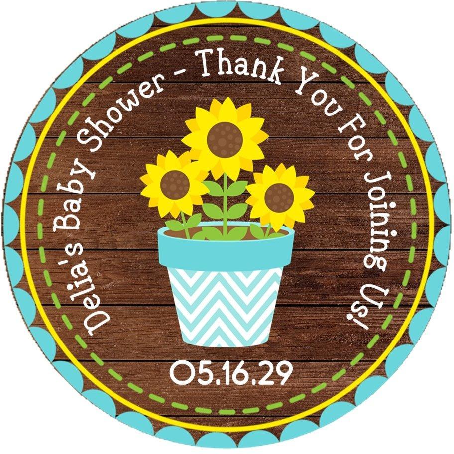 gender neutral sunflower baby shower favor label