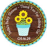 gender neutral sunflower baby shower favor label