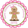 gingerbread girl christmas sticker with pink and green accents