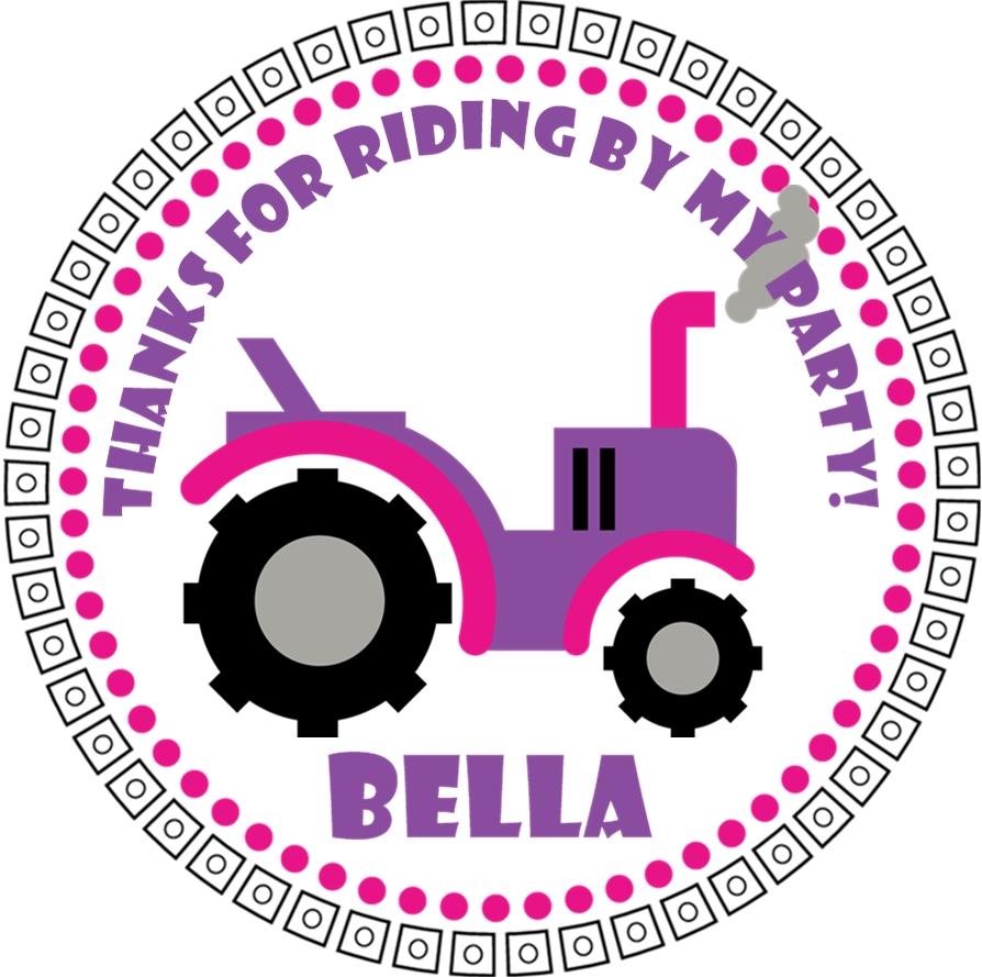 girl farm tractor party label