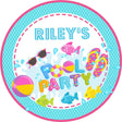 girls aqua pool party birthday sticker
