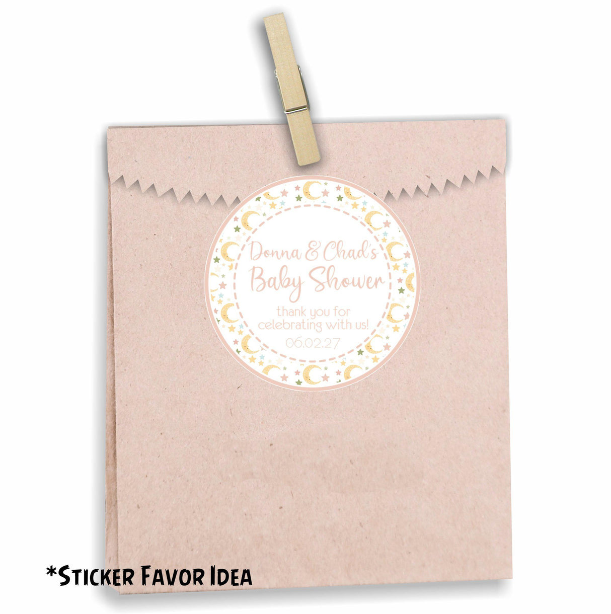 girls celestial baby shower sticker