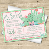 girls floral cactus baby shower invitation cards southwestern style