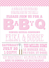 girls pink barbecue baby shower invitation cards backyard summer style