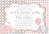 girls pink gray elephant baby shower invitations