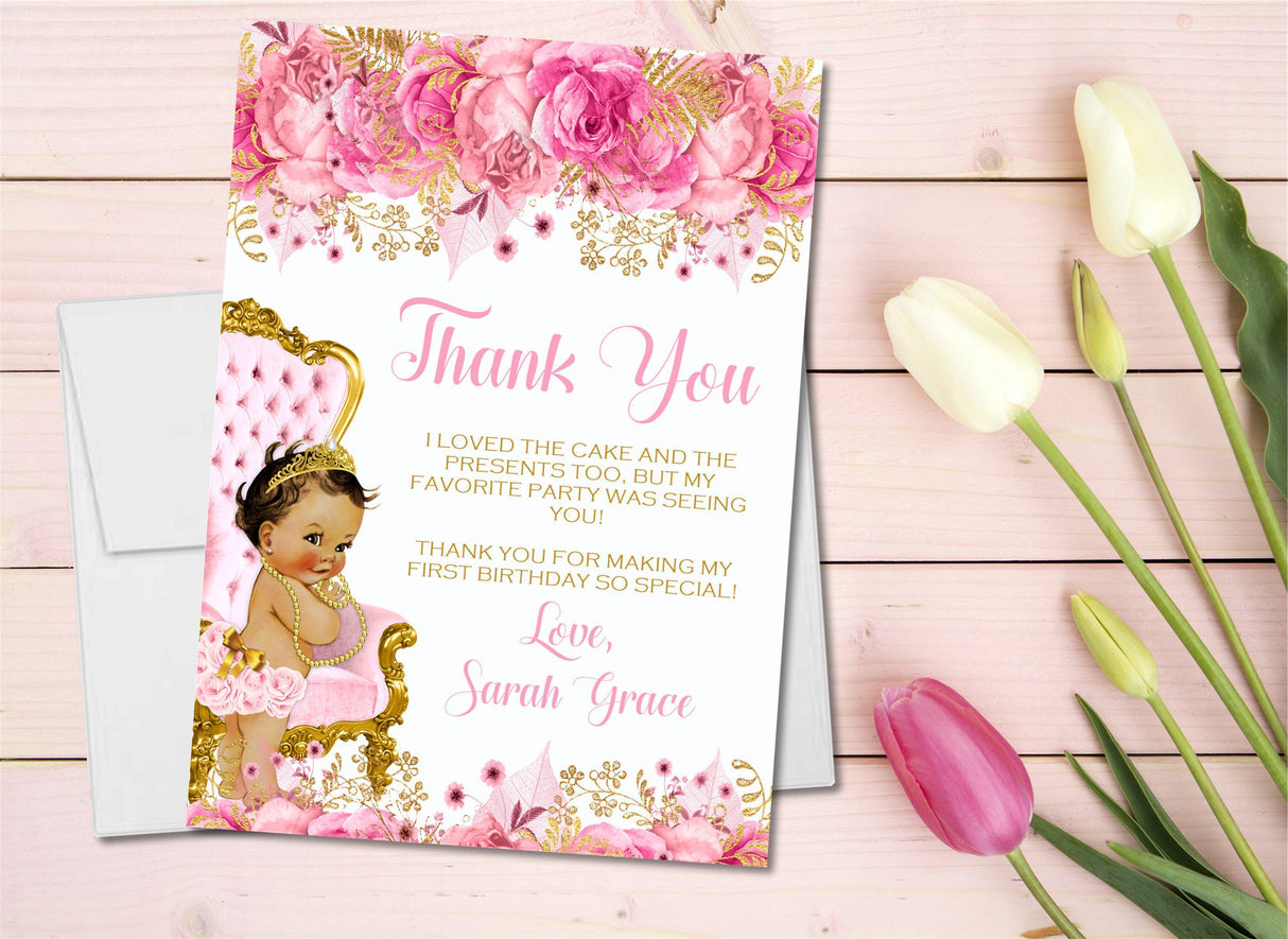 girls princess first birthday thank you cards magical style