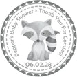 gray woodland raccoon baby shower stickers