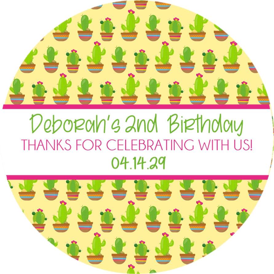 green cactus pot party favor sticker