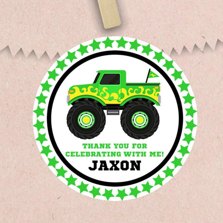 green truck thank you birthday sticker design