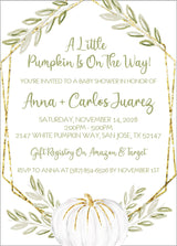 green white pumpkin invitation cards elegant fall style