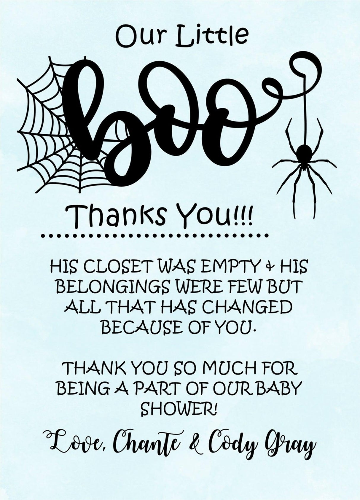 halloween baby shower thank you cards little boo design