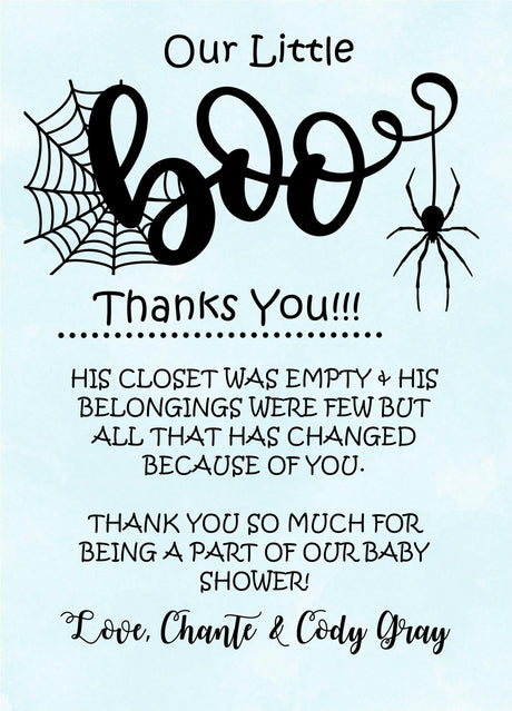 halloween baby shower thank you cards little boo design