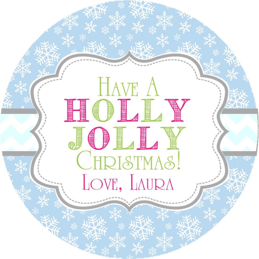 holly jolly christmas snowflake treat bag sticker