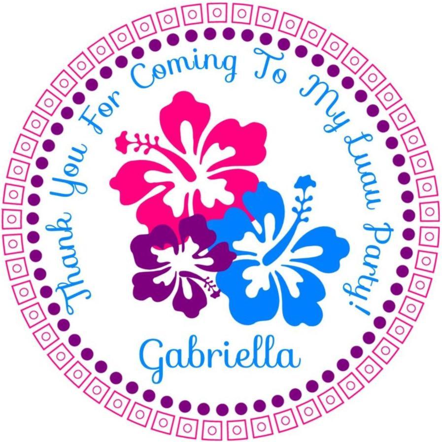 jewel tone hibiscus luau birthday sticker